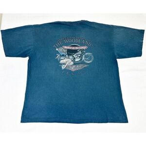 Vintage Harley Davidson Blue T-shirt Biker Motorcycle Texas Single Stitch